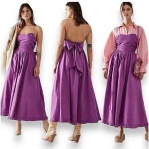 Free People Strapless Midi Dress in Purple